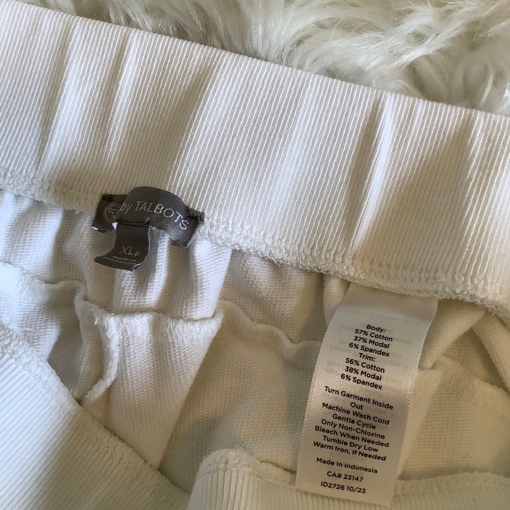T by Talbots Women White Wide Leg Crop Pants XL Petite Cotton Modal Stretch XLp - Picture 5 of 16